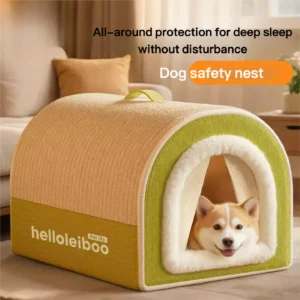 Cozy Winter Pet Bed House for Dogs & Cats – Thickened Warm Semi-Enclosed Design, Removable and Easy to Clean