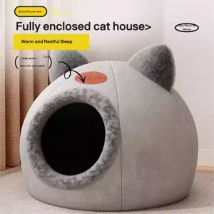 Winter Warm Enclosed Pet Bed – Cozy Sofa-Style House for Cats & Dogs, All-Season Comfort